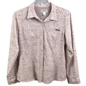 VTG‎ Magellan Fitted Tan Geometric Patterned Western Long Sleeve Shirt XL Womans